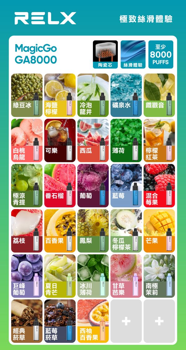 RELX悅刻拋棄式GA8000口一次性電